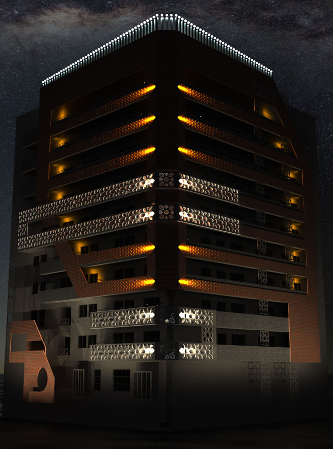 طراحی نورپردازی مجتمع مسکونی استان کرمان