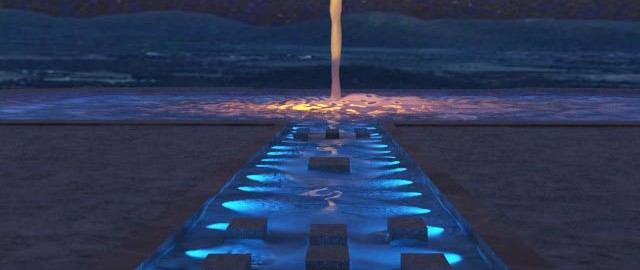 طراحی نورپردازی پارک شب-پارک وکیل آباد مشهد-استفاده از نور آبی در کنار نور گرم