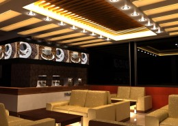 طراحی داخلی و نورپردازی کافی شاپ شکلات سفید