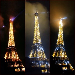 نورپردازی برج ایفل به شکل فانوس و سوسو زننده
