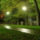 نورپردازی پیاده رو یک پارک در شب